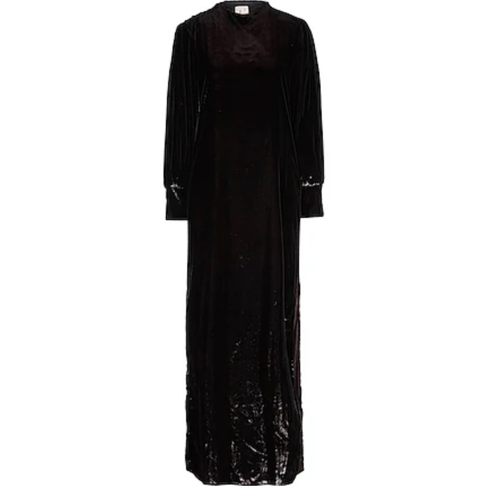 L’Autre Chose Dark Brown Shimmer Maxi Dress 
size 38